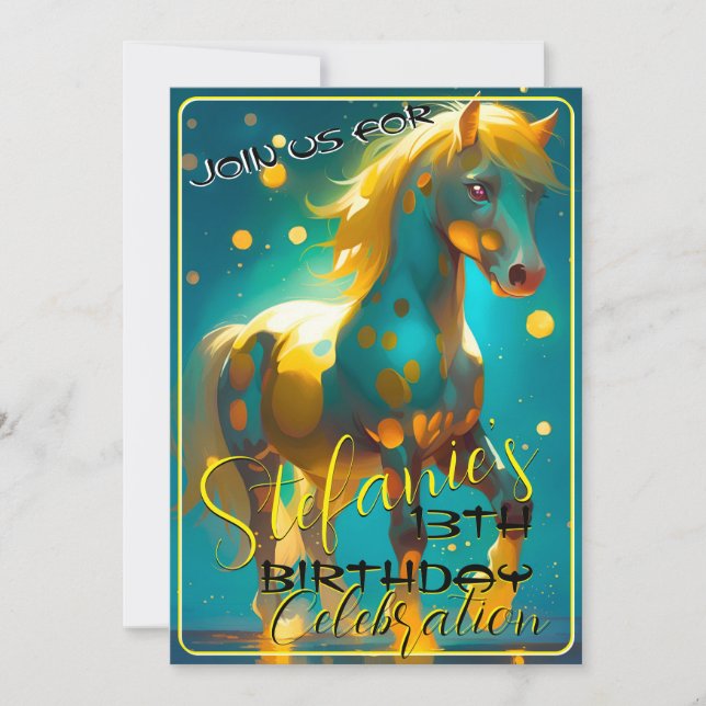 Colourful Spirit Pony 41 Birthday Invitation (Front)