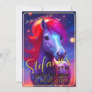 Colourful Spirit Pony 45 Birthday Invitation