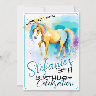 Colourful Spirit Pony 5 Birthday Invitation