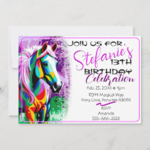 Colourful Spirit Pony Birthday Invitation