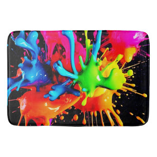 Colourful Splash Abstract Bath Mat