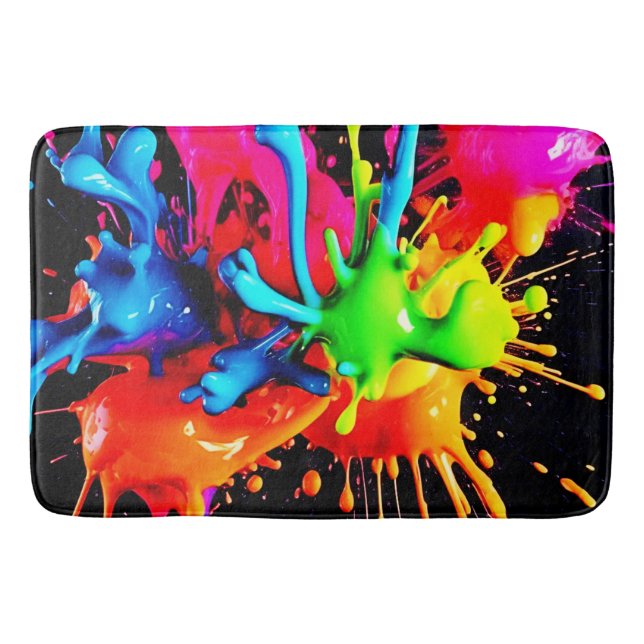 Colourful Splash Abstract Bath Mat (Front)