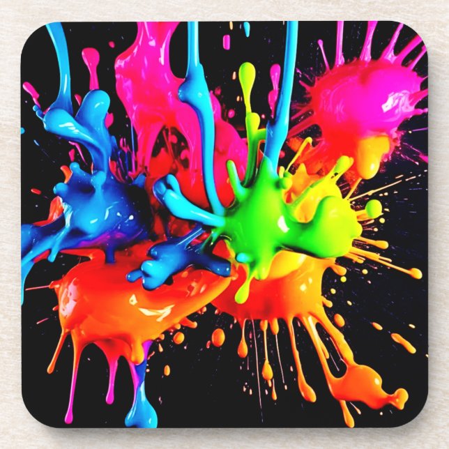 Colourful Splash Abstract Coaster (Front)