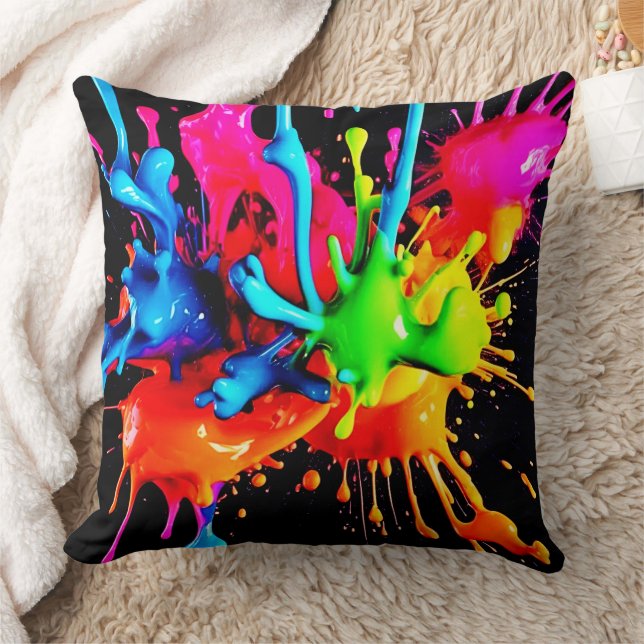 Colourful Splash Abstract Cushion (Blanket)