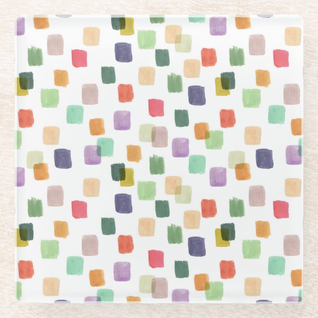 Colourful Splash: Abstract Seamless Background Glass Coaster (Front)
