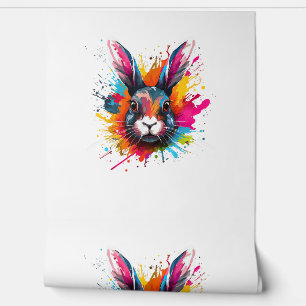 Colourful Splash Art Cute Continental Giant Rabbit Wallpaper