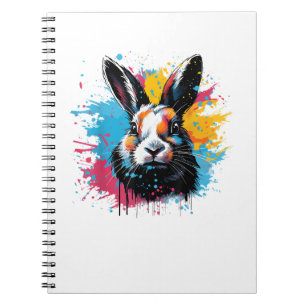 Colourful Splash Art Cute Dutch Rabbit Lover Notebook