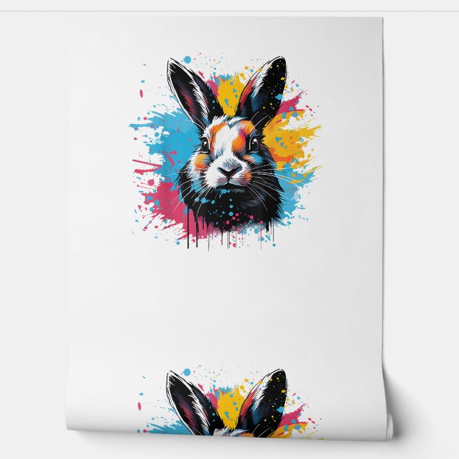 Colourful Splash Art Cute Dutch Rabbit Lover  Wallpaper (Unrolling)