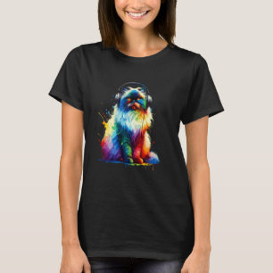Colourful Splash Art Headphones Himalayan Cat Pers T-Shirt