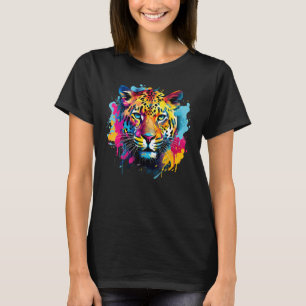 Colourful Splash Art Jaguar Wildlife Big Cat Lover T-Shirt