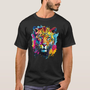 Colourful Splash Art Jaguar Wildlife Big Cat Lover T-Shirt