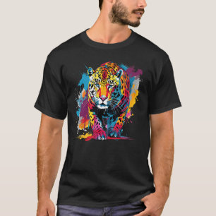 Colourful Splash Art Jaguar Wildlife Big Cat Lover T-Shirt