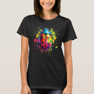 Colourful Splash Art Ladybug Nature Lover T-Shirt