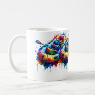 Colourful Splash Art River White Water Rafting Raf Coffee Mug