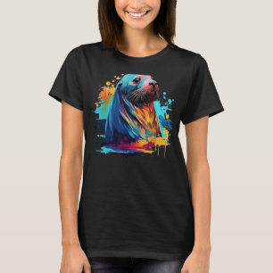 Colourful Splash Art Sea Lion Sea Animal Lover T-Shirt