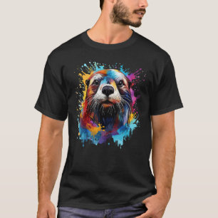 Colourful Splash Art Sea Otter Animals Lover T-Shirt