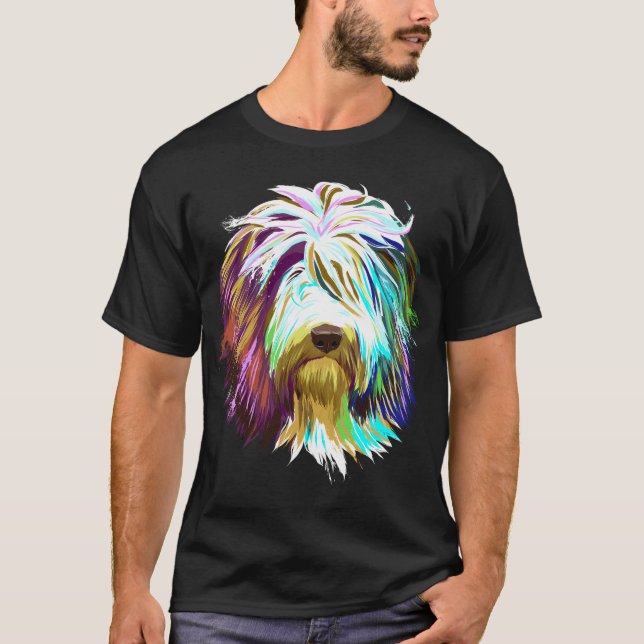 Colourful Splash Dog Bearded Collie T-Shirt (Front)