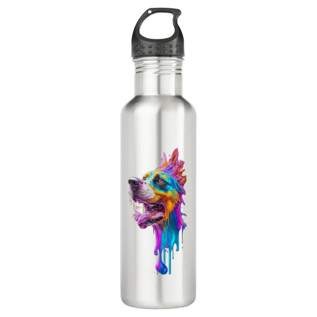Colourful Splash Dog Graphic Art   710 Ml Water Bottle (Front)