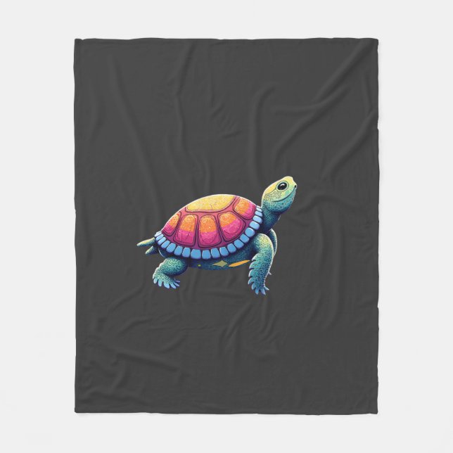 Colourful Splash Eastern Box Turtle (1) Fleece Blanket (Front)