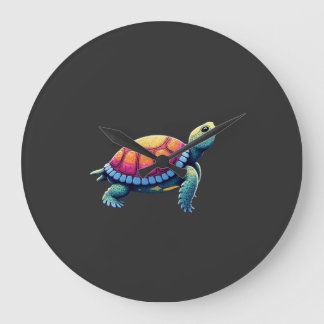 Colourful Splash Eastern Box Turtle (1) Large Clock