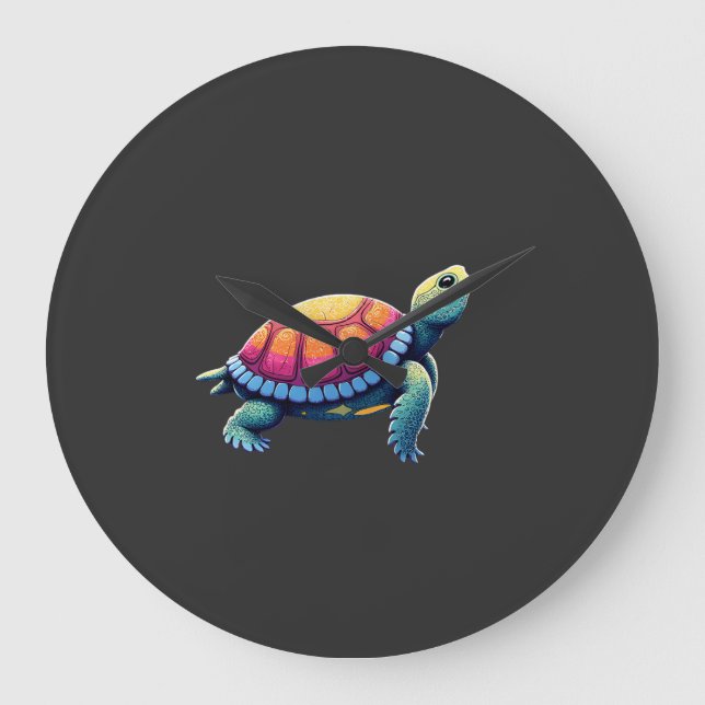 Colourful Splash Eastern Box Turtle (1) Large Clock (Front)