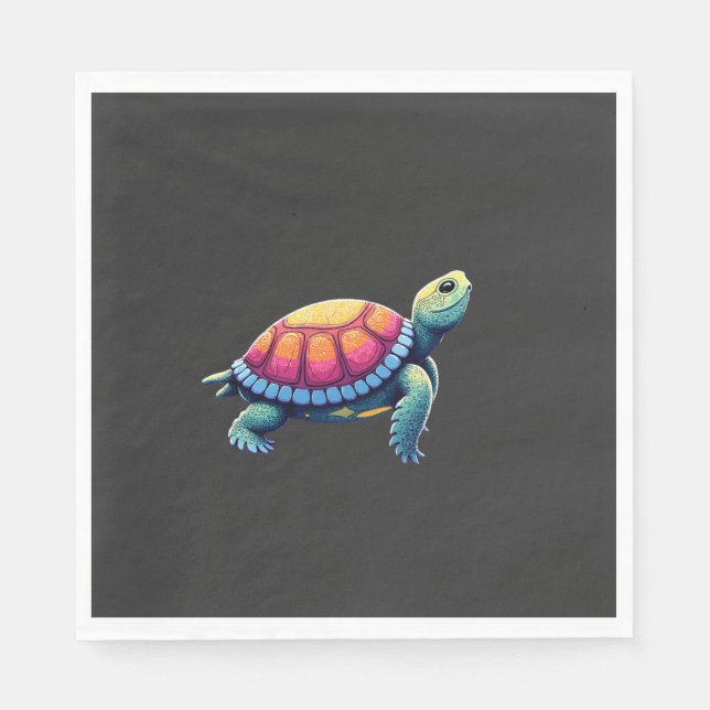 Colourful Splash Eastern Box Turtle (1) Napkin (Front)