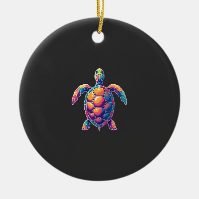 Colourful Splash Eastern Box Turtle (2) Ceramic Tree Decoration (Front)