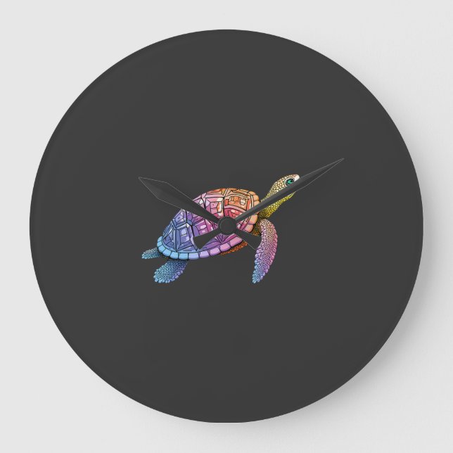 Colourful Splash Eastern Box Turtle (3) Large Clock (Front)