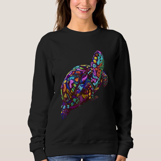 Colourful Splash Eastern Box Turtle Sweatshirt (Front)