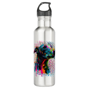 Colourful Splash Greyhound Portrait Puppy Owner 710 Ml Water Bottle