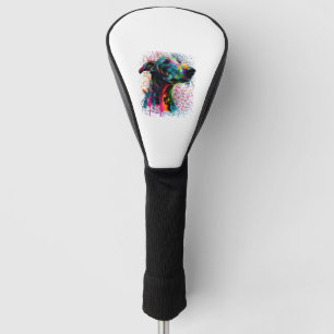 Colourful Splash Greyhound Portrait Puppy Owner Golf Head Cover