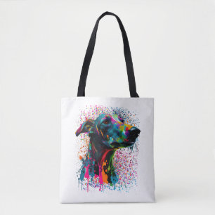 Colourful Splash Greyhound Portrait Puppy Owner Tote Bag