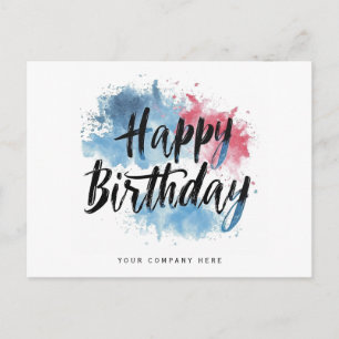 Colourful Splash Happy Birthday Business Postcard
