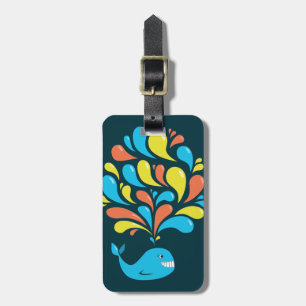 Colourful Splash Happy Cartoon Whale Luggage Tag