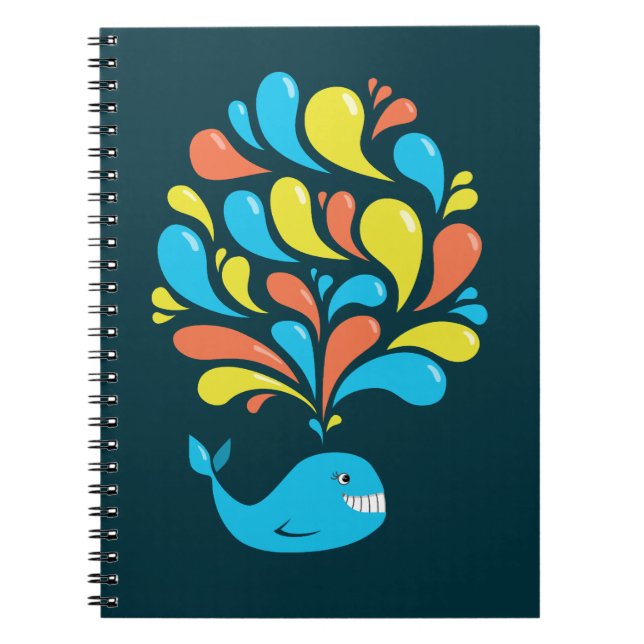 Colourful Splash Happy Cartoon Whale Notebook (Front)