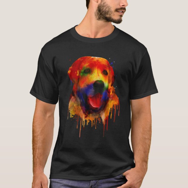 Colourful Splash Labrador Retriever Portrait Lab O T-Shirt (Front)
