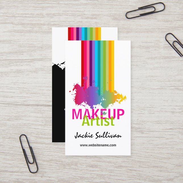 Colourful Splash Makeup Artist Business Card (Front/Back In Situ)