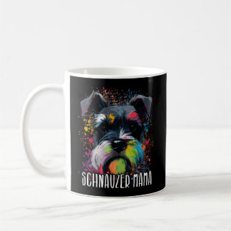 Colourful Splash Miniature Schnauzer Mama Portrait Coffee Mug