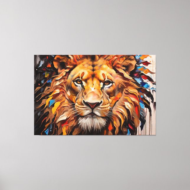 Colourful splash painting lion canvas print (Front)