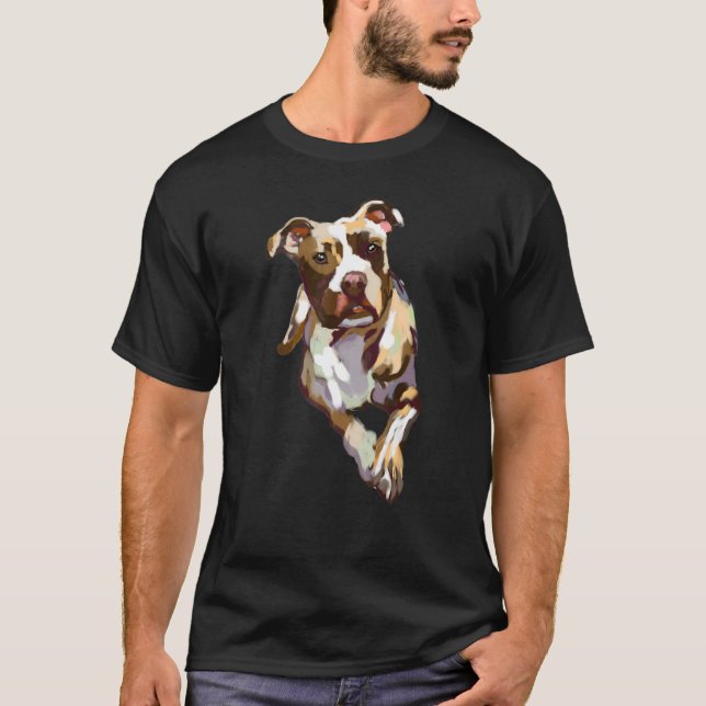 Colourful Splash Pitbull Dog Pittie Puppy T-Shirt (Front)