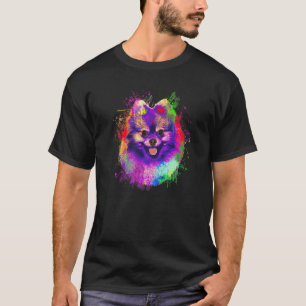 Colourful Splash Pomeranian Portrait Pom Puppy Own T-Shirt