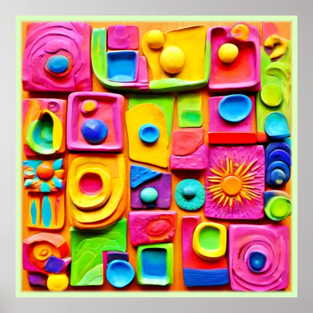Colourful Splash Sculpture: Cartoonish Art Style Poster (Front)