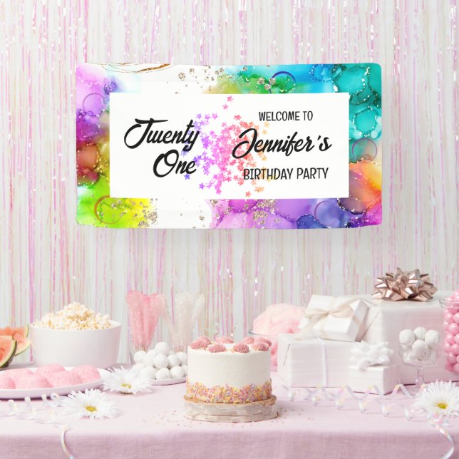 Colourful Splash Watercolor Birthday Banner (Party)
