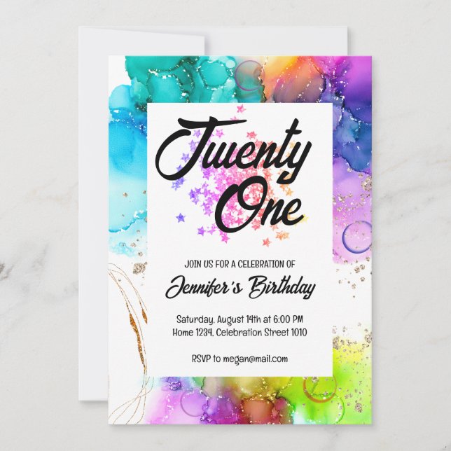Colourful Splash Watercolor Birthday Invitation (Front)
