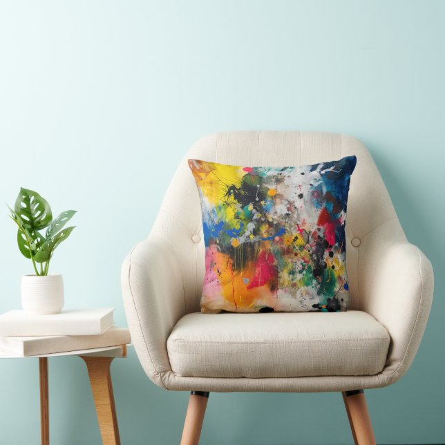Colourful Splashes Abstract Art Cushion (Chair)