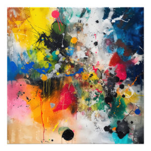 Colourful Splashes Abstract Art Photo Print