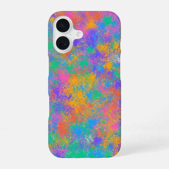 Colourful Splatter Art iPhone 16 Case (Back)