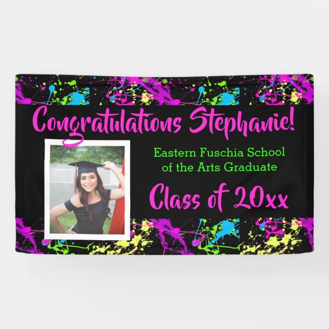 Colourful Splatter Art Photo Graduation Banner Sig (Horizontal)