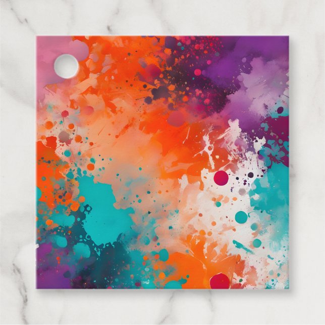 Colourful Splatter Paint Art Gift Tags (Front)