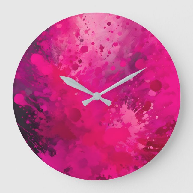 Colourful Splatter Paint Art Wall Clock (Front)